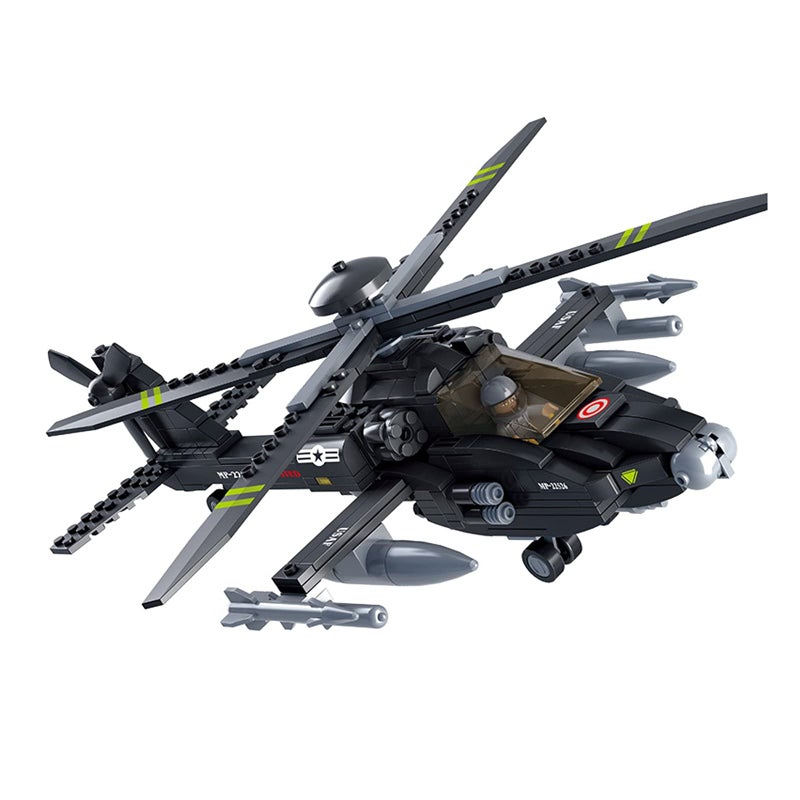 Sluban Military Blocks Army Bricks Toy - Ah-64 Apache Helicopter,293 pieces - Image 1
